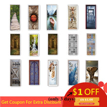 Load image into Gallery viewer, Custom Size Wood Door Stickers For Living Room Bedroom Landscape PVC Self Adhesive Wallpaper Waterproof Renovation Mural Decals