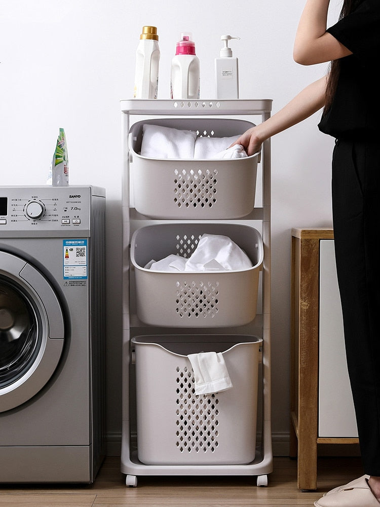 Laundry Basket Storage Organization Bucket Clothing Storage Bucket for Dorm  Dirty Clothes White 